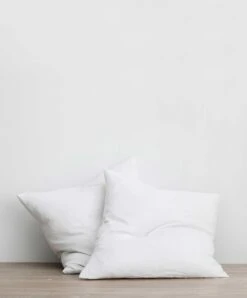 Set Of 2 Linen Euro Pillowcases - White