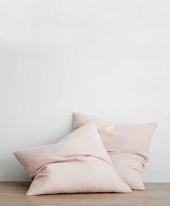 Set Of 2 Linen Euro Pillowcases - Blush