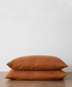 Set Of 2 Linen Pillowcases - Cedar