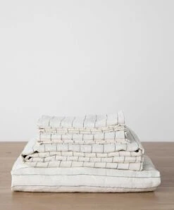 Linen Sheet Set With Pillowcases - Pencil Stripe