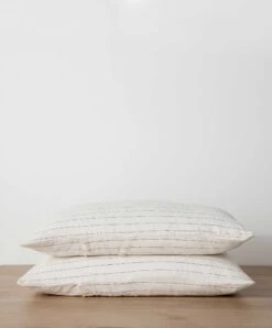 Set Of 2 Linen Pillowcases - Pencil Stripe