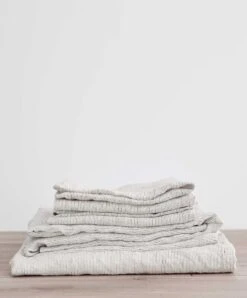 Linen Sheet Set With Pillowcases - Pinstripe