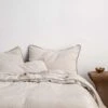 Piped Linen Duvet Cover Set - Natural And Forest