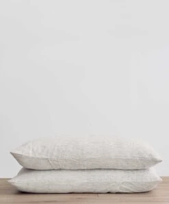 Set Of 2 Linen Pillowcases - Pinstripe
