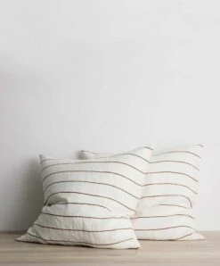 Set Of 2 Linen Euro Pillowcases - Cedar Stripe