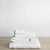 Piped Linen Sheet Set With Pillowcases - White And Navy