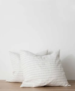Set Of 2 Linen Euro Pillowcases - Pencil Stripe