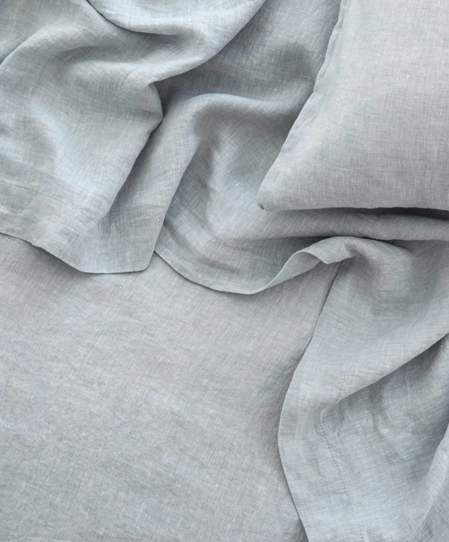 Linen Flat Sheet With Border - Sky 3 Linen Flat Sheet With Border - Sky