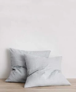 Set Of 2 Linen Euro Pillowcases - Sky