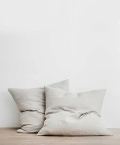 Set Of 2 Linen Euro Pillowcases - Smoke Gray