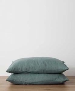 Set Of 2 Linen Pillowcases - Bluestone