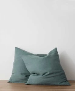 Set Of 2 Linen Euro Pillowcases - Bluestone