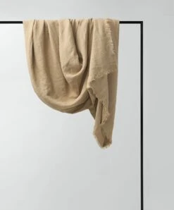 Freya Linen Throw - Biscuit