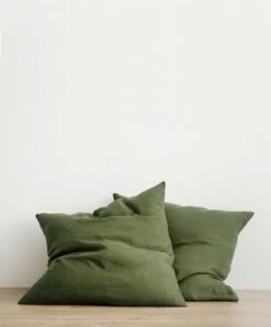 Set Of 2 Linen Euro Pillowcases - Forest