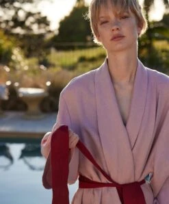 Linen Robe - Rose/Rouge -Cultiver Sales Store CULTIVER Linen Robe 04