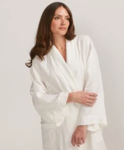 Linen Robe - Ivory -Cultiver Sales Store CULTIVER Robe Ivory 02