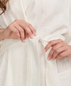 Linen Robe - Ivory -Cultiver Sales Store CULTIVER Robe Ivory 07
