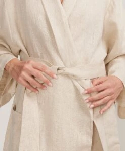Linen Robe - Natural -Cultiver Sales Store CULTIVER Robe Natural 05