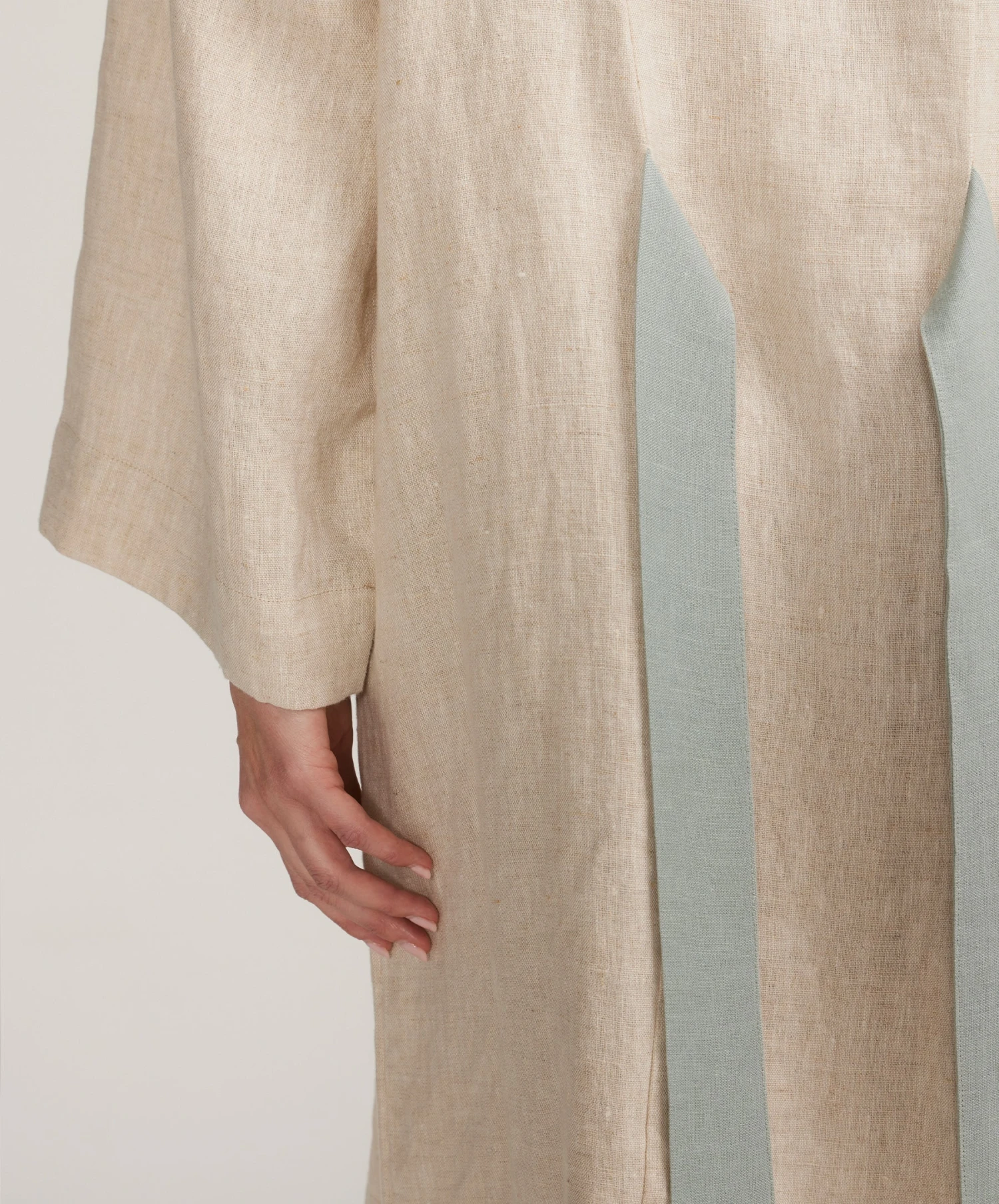 Linen Robe - Natural/Seafoam 7 Linen Robe - Natural/Seafoam - Image 5
