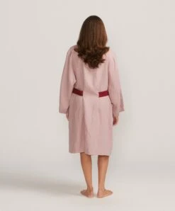 Linen Robe - Rose/Rouge -Cultiver Sales Store CULTIVER Robe Rose Rouge 01