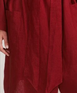 Linen Robe - Rouge -Cultiver Sales Store CULTIVER Robe Rouge 01