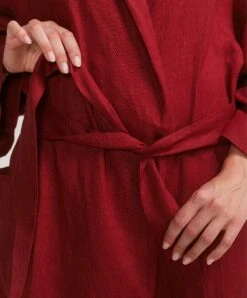 Linen Robe - Rouge -Cultiver Sales Store CULTIVER Robe Rouge 02