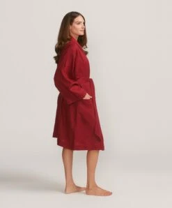 Linen Robe - Rouge -Cultiver Sales Store CULTIVER Robe Rouge 04