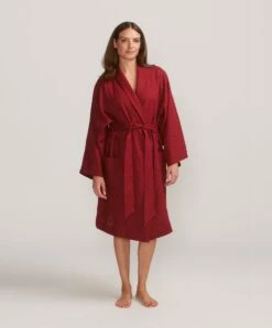Linen Robe - Rouge -Cultiver Sales Store CULTIVER Robe Rouge 06