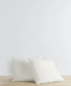 Set Of 2 Linen Euro Pillowcases - Ivory