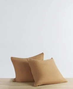 Set Of 2 Linen Euro Pillowcases - Sand