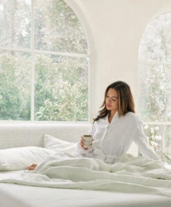 Linen Flat Sheet With Border - Fern Stripe -Cultiver Sales Store Fern Stripe 05