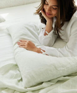 Linen Flat Sheet With Border - Fern Stripe -Cultiver Sales Store Fern Stripe 09