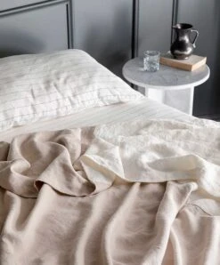 Linen Sheet Set With Pillowcases - Pencil Stripe -Cultiver Sales Store Fitted PencilStripe 03