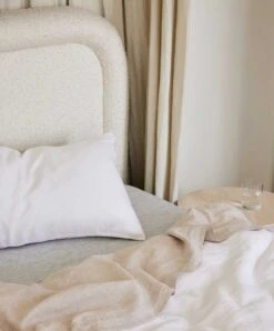 Linen Sheet Set With Pillowcases - Pinstripe -Cultiver Sales Store Fitted Pinstripe 04