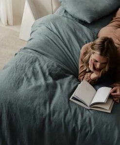 Linen Sheet Set With Pillowcases - Bluestone -Cultiver Sales Store Flat Bluestone 03 2fa893c2 02dd 4cf8 ad12 f593dd9bb439