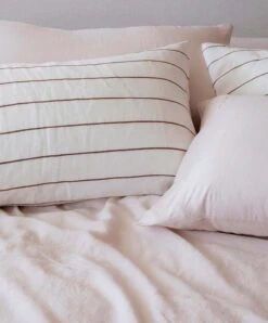 Linen Flat Sheet With Border - Blush -Cultiver Sales Store Flat Blush 04