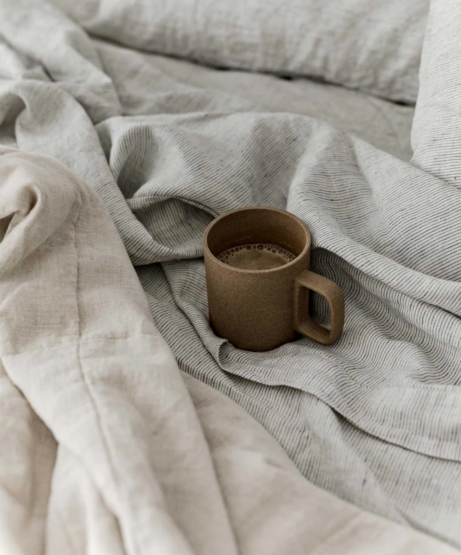 Linen Flat Sheet With Border - Pinstripe 4 Linen Flat Sheet With Border - Pinstripe - Image 2