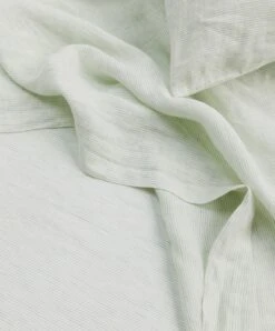 Linen Flat Sheet With Border - Fern Stripe