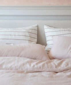 Set Of 2 Linen Pillowcases - Blush -Cultiver Sales Store Pillowcases Blush Cedar Stripe 01