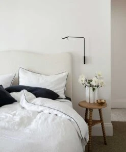 Piped Linen Sheet Set With Pillowcases - White And Navy -Cultiver Sales Store Piped White 02 f1ee1d5e 2a55 4030 a7dd 6f77c1da46db