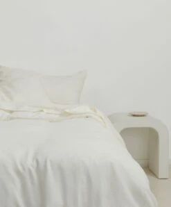 Linen Duvet Cover - Ivory -Cultiver Sales Store Pulled Back Ivory