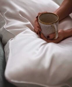 Silk Linen Flip Pillowcase - White -Cultiver Sales Store Silk Pillowcase White 04