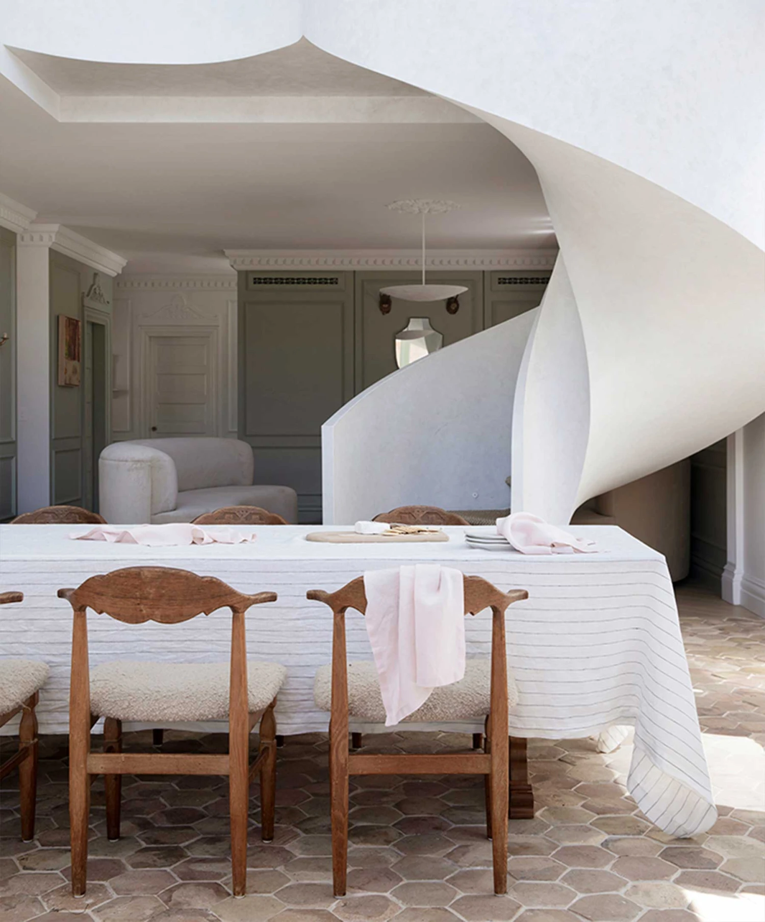 Linen Tablecloth - Pencil Stripe 4 Linen Tablecloth - Pencil Stripe - Image 2